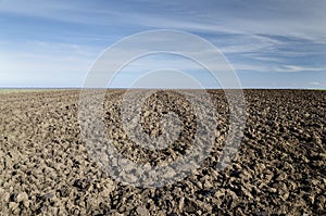 Plowed field in the autumn time