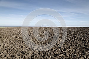 Plowed field in the autumn time
