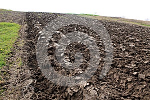 Plowed field with Ukrainian chernozem.