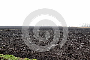 Plowed field in wintertime