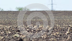 Plowed land in extremely hot weather