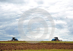 Plowing agricultural field