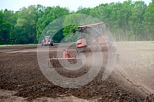 Plowing dry farmland