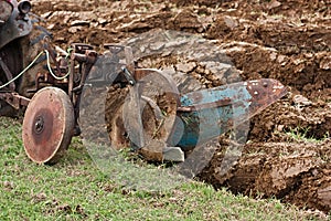 Plowing with an old plow