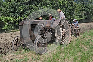 Plowing with old tractor