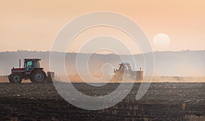 Plowing of stubble field