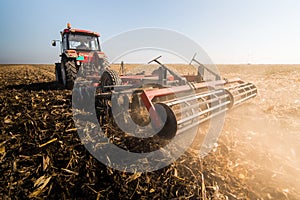 Plowing of stubble field