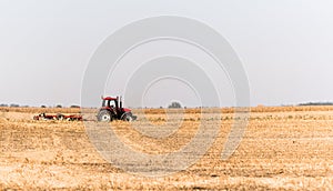 Plowing of stubble field