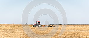 Plowing of stubble field