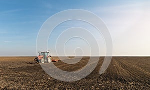 Plowing of stubble field