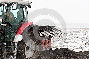 Plowing of stubble field during winter season