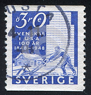 Plowman and buildings