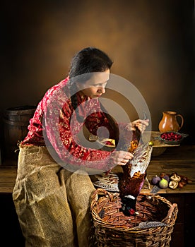 Plucking a pheasant