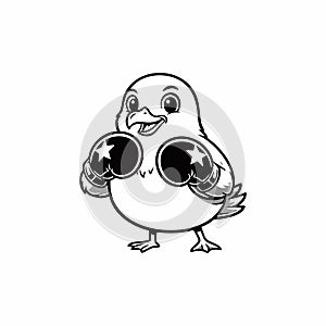 plucky cartoon bird boxer mascot