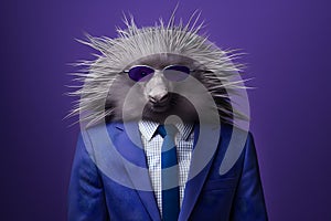 Plucky Porcupine with Writer\'s Quill Portrait. Generative AI Illustration