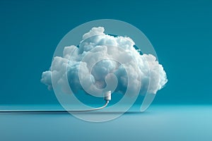 Plug connected to a cloud. Data storage, files backup concept