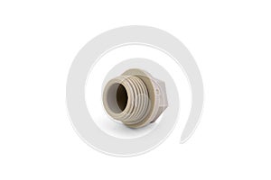 Plug fitting for PVC pipes isolated on white background.