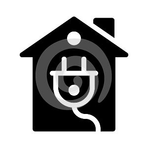 Plug house vector glyph flat icon
