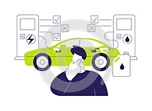 Plug-in hybrid car abstract concept vector illustration.