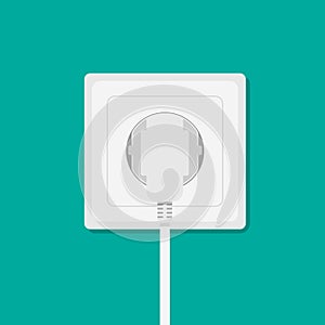 Plug inserted in electrical outlet. Electric plugs and socket. Vector illustration