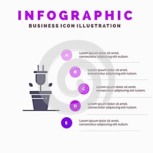 Plug, Plant, Technology Solid Icon Infographics 5 Steps Presentation Background