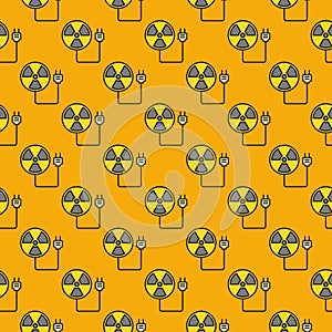 Plug from Radiation symbol vector Radiation Warning colored seamless pattern