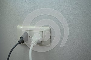 close up plug socket in the room