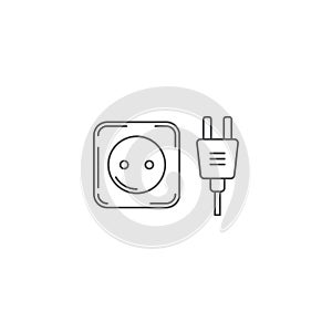 Plug socket vector icon symbol isolated on white background
