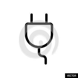 Plug vector icon in line style design for website design, app, UI, isolated on white background. Editable stroke.