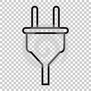 Plug vector icon in line style. Power wire cable flat illustration.
