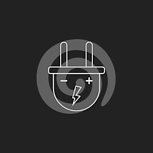 Plug vector icon in line style. Power wire cable flat illustration
