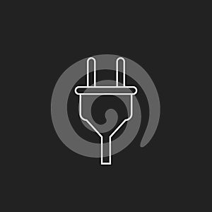 Plug vector icon in line style. Power wire cable flat illustration