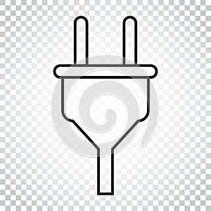 Plug vector icon in line style. Power wire cable flat illustration. Simple business concept pictogram on isolated background.