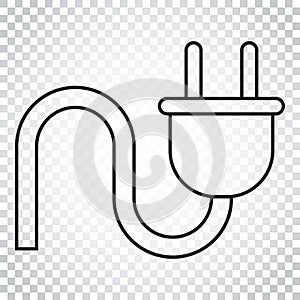 Plug vector icon in line style. Power wire cable flat illustration. Simple business concept pictogram on isolated background.