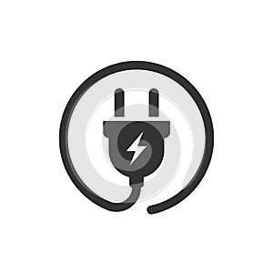 Plug vector icon. Power wire cable flat icon illustration