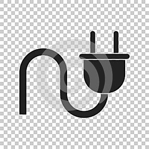 Plug vector icon. Power wire cable flat illustration