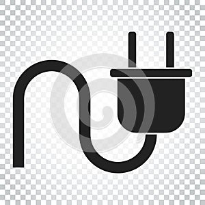 Plug vector icon. Power wire cable flat illustration. Simple bus