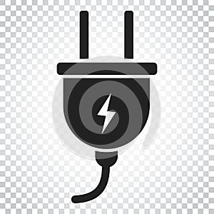 Plug vector icon. Power wire cable flat illustration. Simple bus