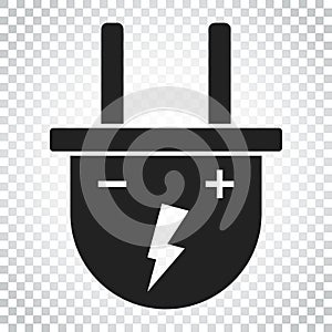 Plug vector icon. Power wire cable flat illustration. Simple bus