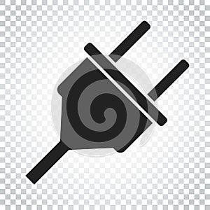 Plug vector icon. Power wire cable flat illustration. Simple bus