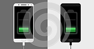Plugging USB cable to charge a smartphone animation