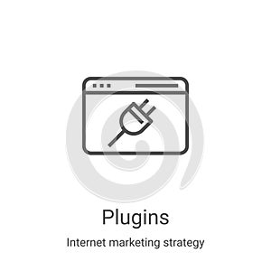 plugins icon vector from internet marketing strategy collection. Thin line plugins outline icon vector illustration. Linear symbol photo