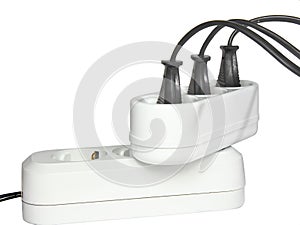 Plugs in electric socket. Isolated