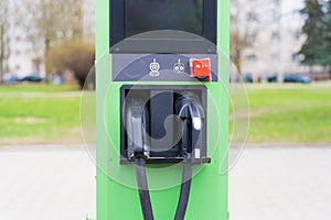 Plugs of the green electric charging station