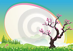 Plum blossom tree. with beautiful landscape
