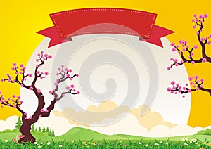 Plum blossom tree. with beautiful landscape