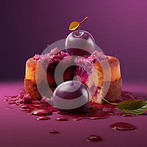 Plum Cake: A Vibrant 3d Render With Bold Color Field