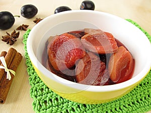 Plum compote with spices