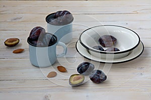 Plum in enamelware