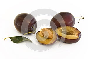 Plum fruits with halve